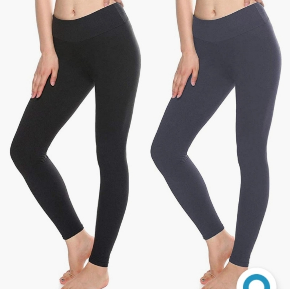 2 pk High Waisted Leggings - grey and Black (S/M)